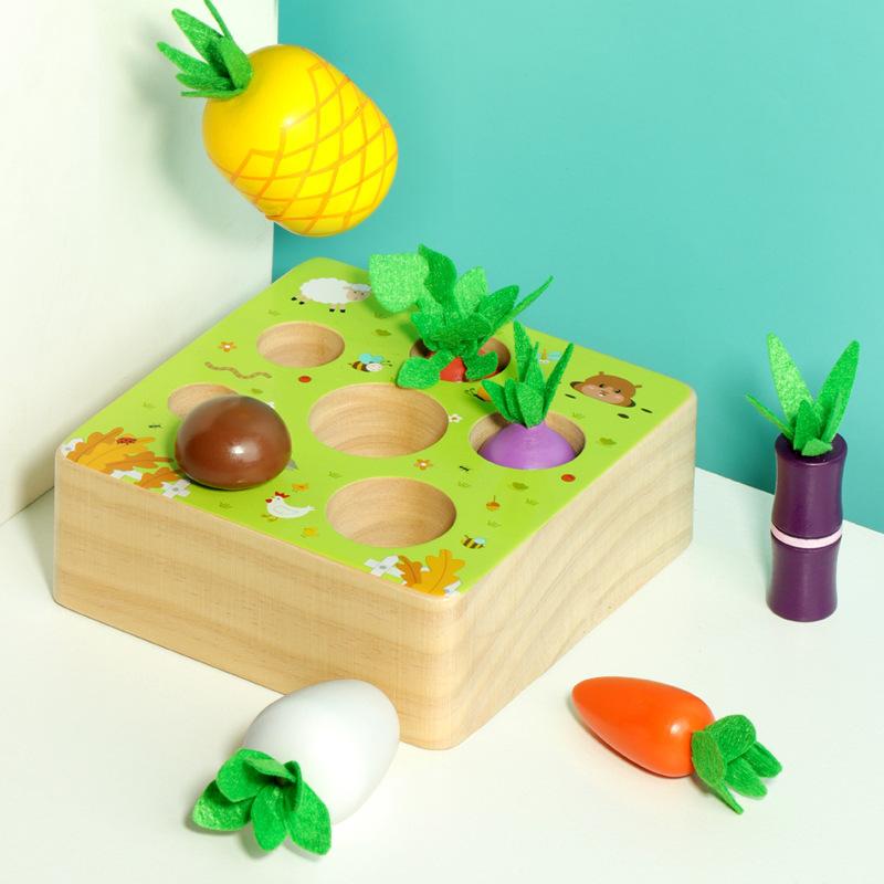 Happy Farm Pull Radish Splicing Building Block Children's Early Education Fruits and Vegetables Cognitive Training Educational Toys