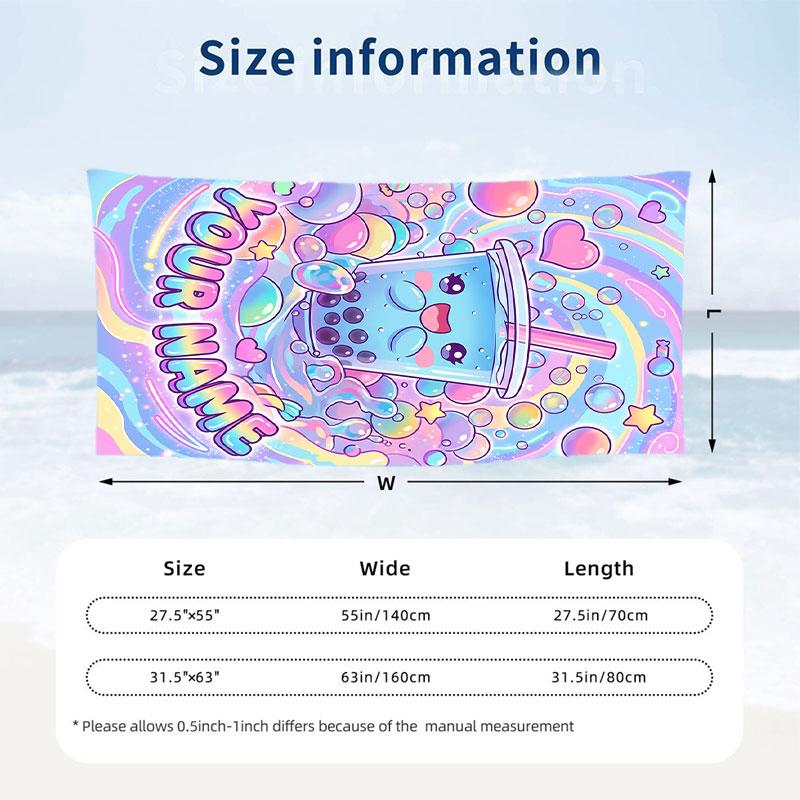 Fantasy Magic Theme Beach Towel Personalized Custom Name & Text Soft Quick Dry Beach Towel for Swimming Travel