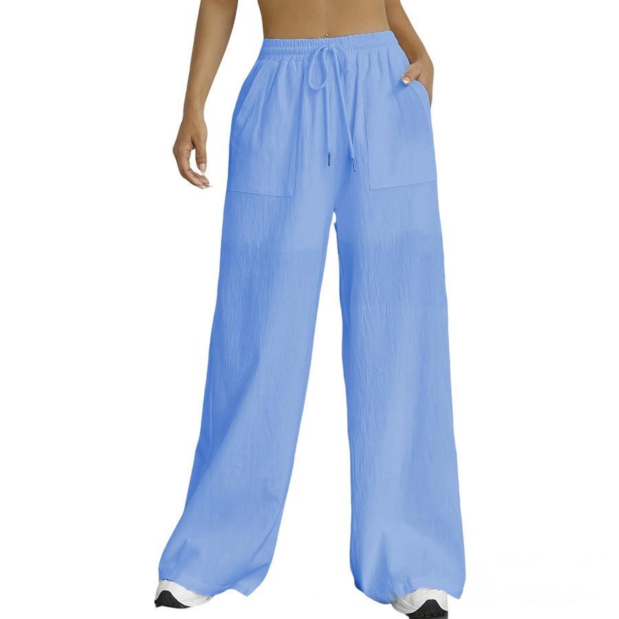 

2026 Spring/Summer Women s Drawstring Straight-Leg Flared Pants with Pockets XL небо синє кольору