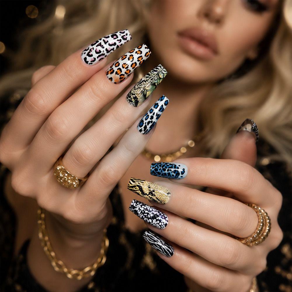 Stripe Pattern Nail Foils Leopard Print Nail Decals Fashion Nail Stickers Nail Decoration