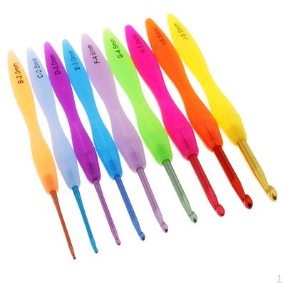 9Pcs/lot Aluminum Crochet Hook With Plastic Grip Knitting Weaving