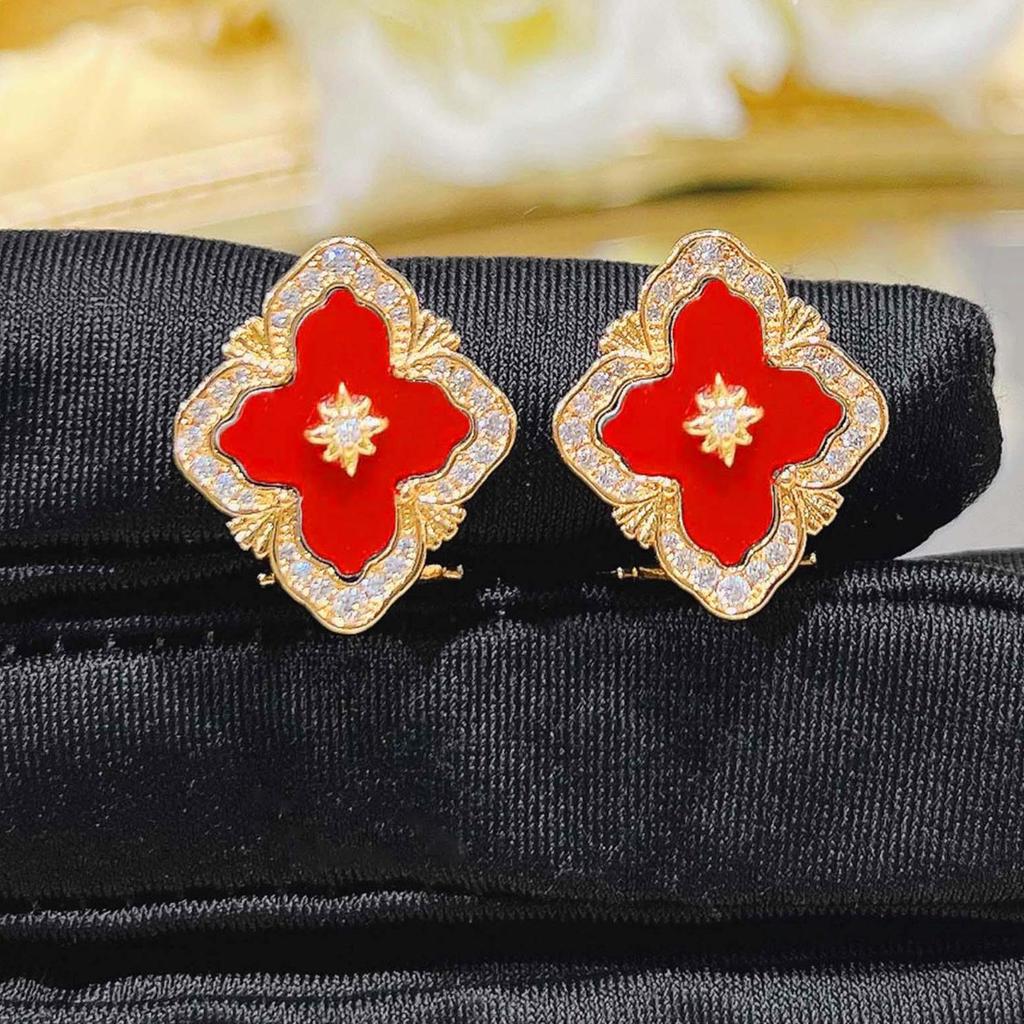Exquisite Women's Trend Zircon Fashion Classic Brushed Craft Earrings Wedding Party Holiday Gift