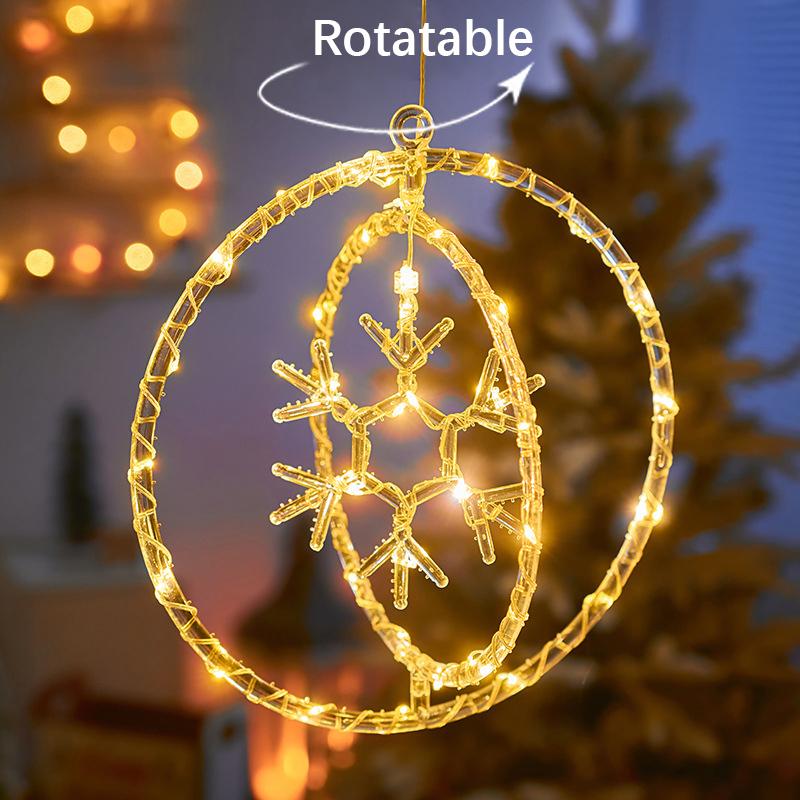 LED Light String, Battery Powered Double Round Pendant Light with Remote and Timer, Holiday Lamp for Camping Home Decoration