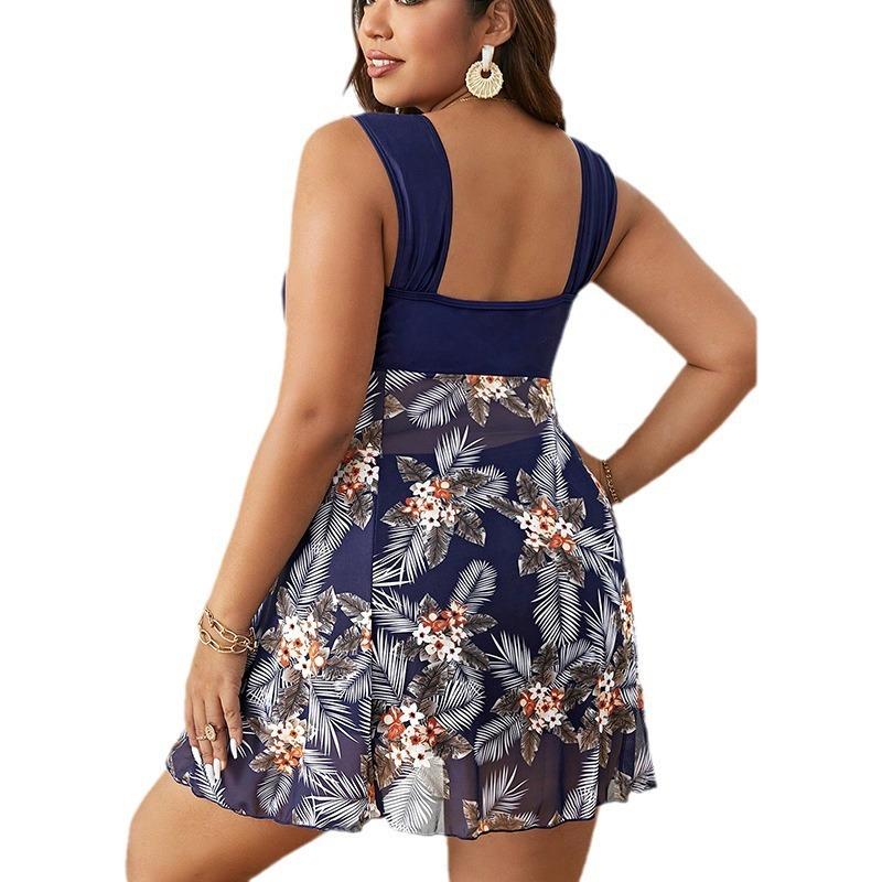 [Tankini Americano ed Europeo per Donna Robusta] Gonna a Colori Separata Boxer Indipendenti Costume da Bagno Conservativo Taglie Forti Donna