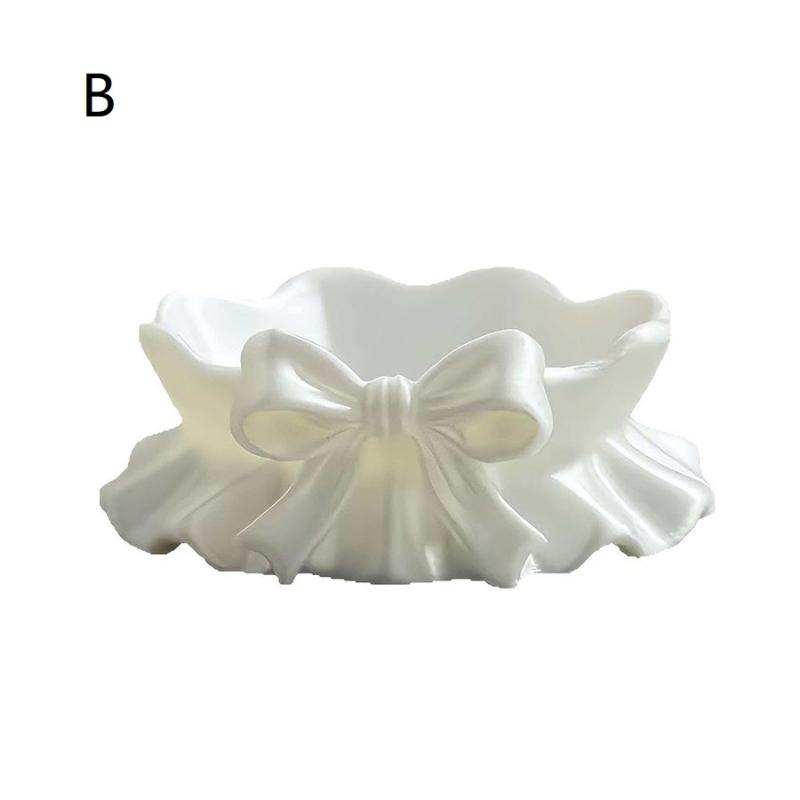 White Bow-Shaped Storage Tray, 3D Printed Bow-Shaped Jewelry Storage Tray, Home Decoration Girly Style Storage Box