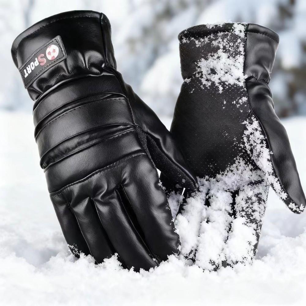 New PU Gloves Windproof Coldproof Warm Gloves Warm Skiing Gloves Gift