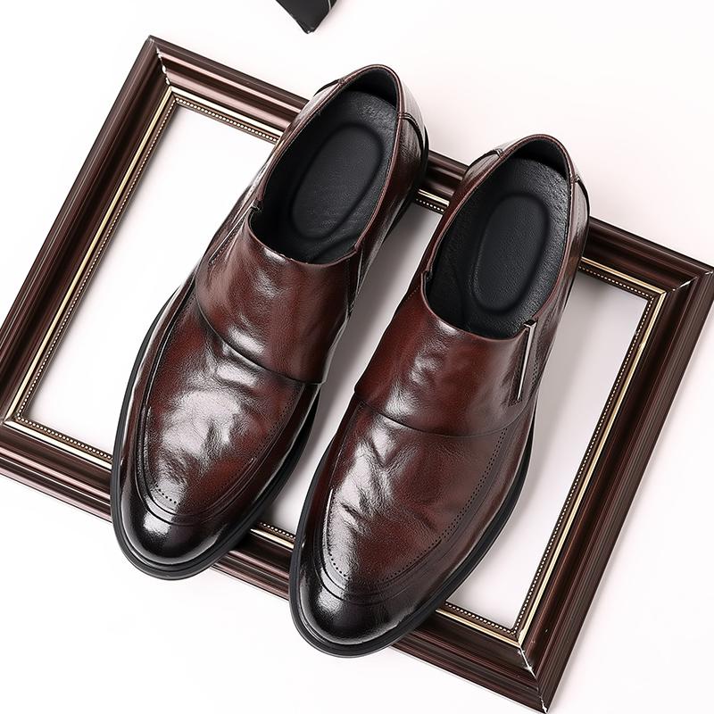 

Модная мужская обувь с острым носком, кожаные туфли с капюшоном, ретро-обувь, британские деловые мужские кроссовки, повседневная мужская обувь из натуральной кожи 44 коричневый