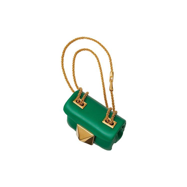 Valentino One Stud Adjustable Chain Gold Magnetic Closure Lambskin Crossbody Shoulder Bag Women Bags Green 2W2P0X98HHX-7PA