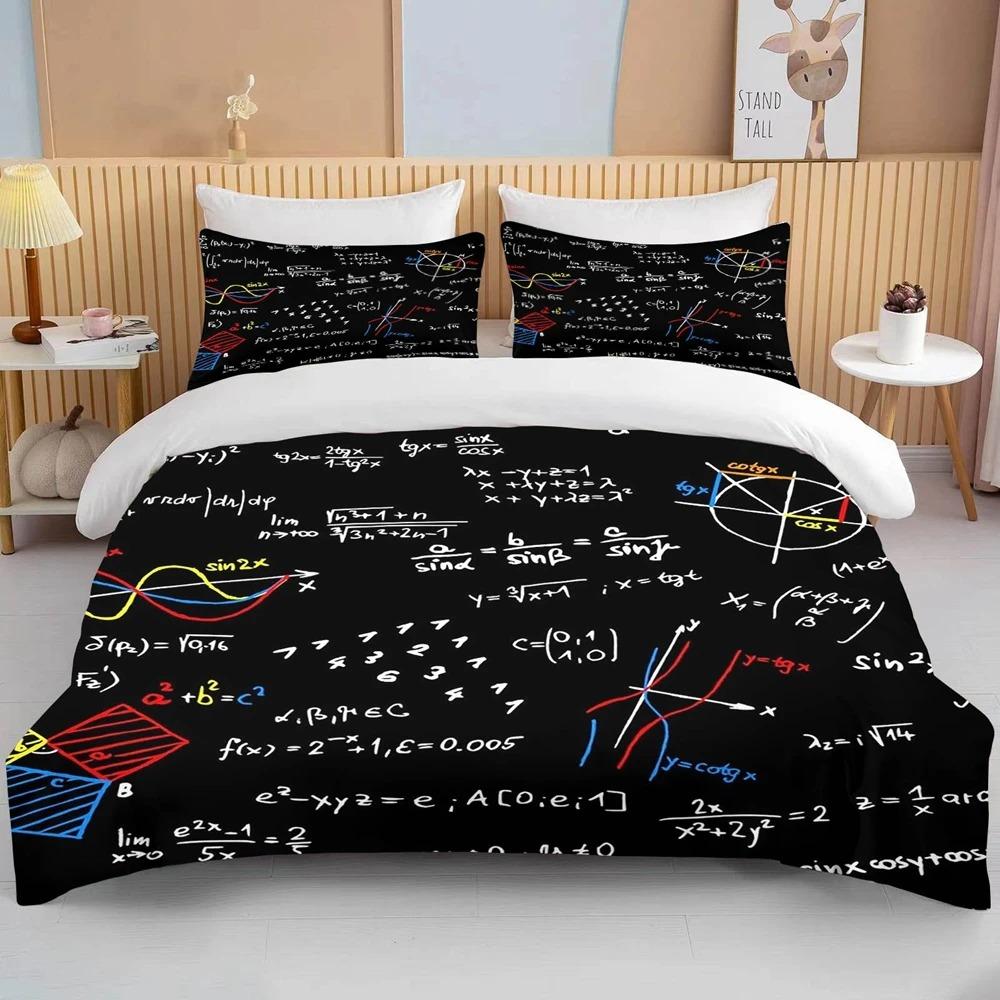 Mathematical Calculation Formula Bedding Set For Adults Bed Linen Design Bedclothes Luxury Home Textiles Black White Duvet Cover