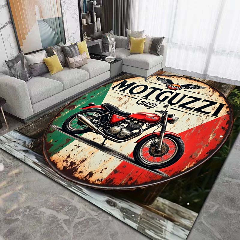 2026 Neuer Retro-Motorrad G-Guzzi Bedruckter Teppich Wohnzimmer Schlafzimmer Dekoration Couchtisch Tisch Rutschfester Eingangsteppich Geschenk