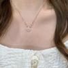Elegant Pink Four-Leaf Clover Necklace Set With Floral Pendant Rose Gold Plated Copper Jewelry Women