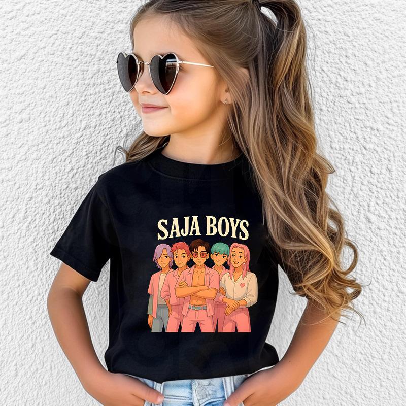 T-Shirts Girls Children's Cartoon Print Fashion Short Sleeve Casual Children's Clothing Top Comfortable