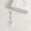 Stylish Bowknot Phone Chain Ornament Heart Beaded Cellphone Pendant Phone Lanyard Bag Charm for Fashionable Individuals