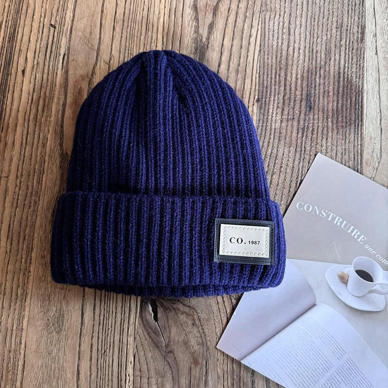 Winter Solid Color Knit Hat Men Women Fleece Lined Beanie Design Cold Weather