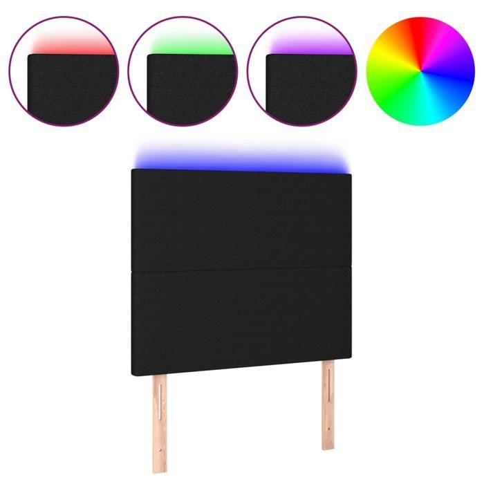 VidaXL Tête de Lit à LED Meuble de Chambre à Coucher Accessoire de Lit Simple Tête de Cadre de Lit Intérieur Noir 3122128
