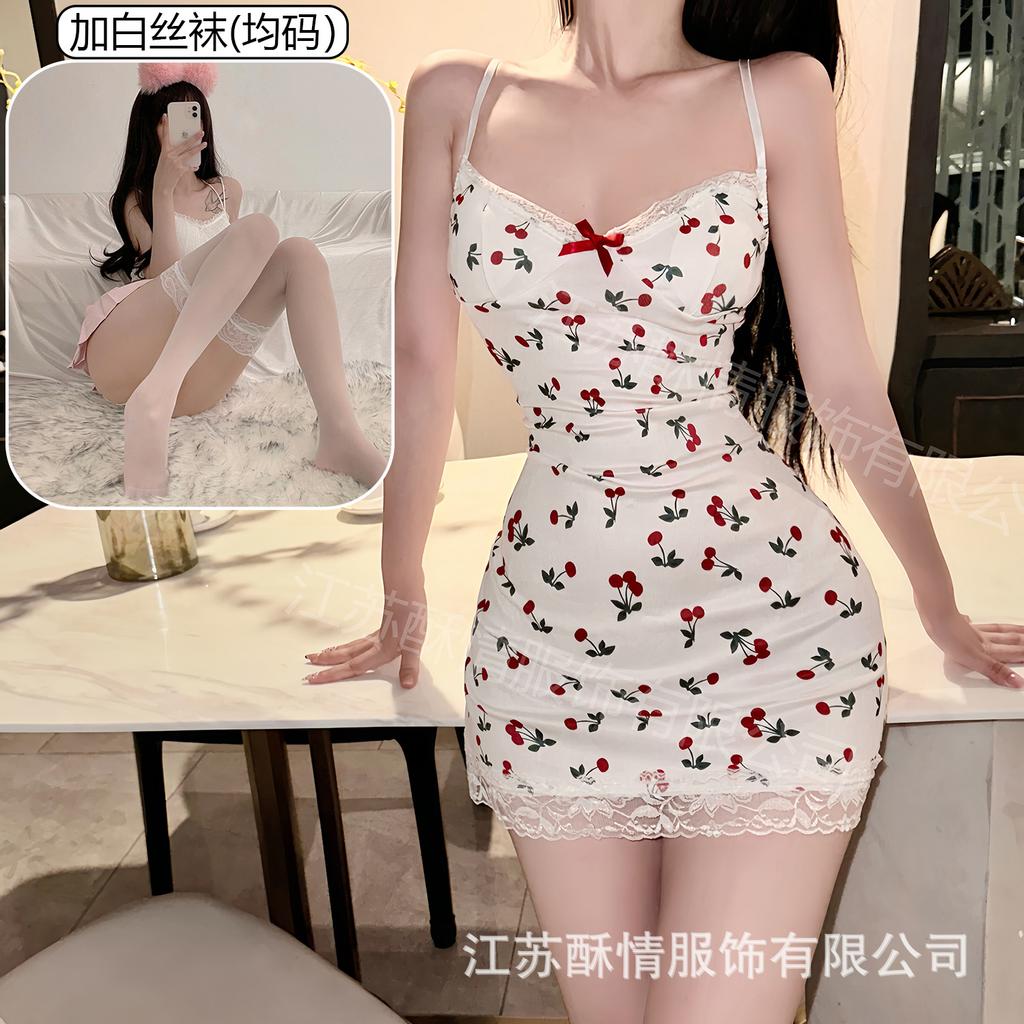 Sex lingerie pure desire cherry sexy women's bed small chest plus chest pad passion uniform seduction suit