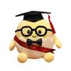 Graduation Plush Doll with Cap & Glasses - Cute Egg Doctor Cushion, Perfect Student Gift