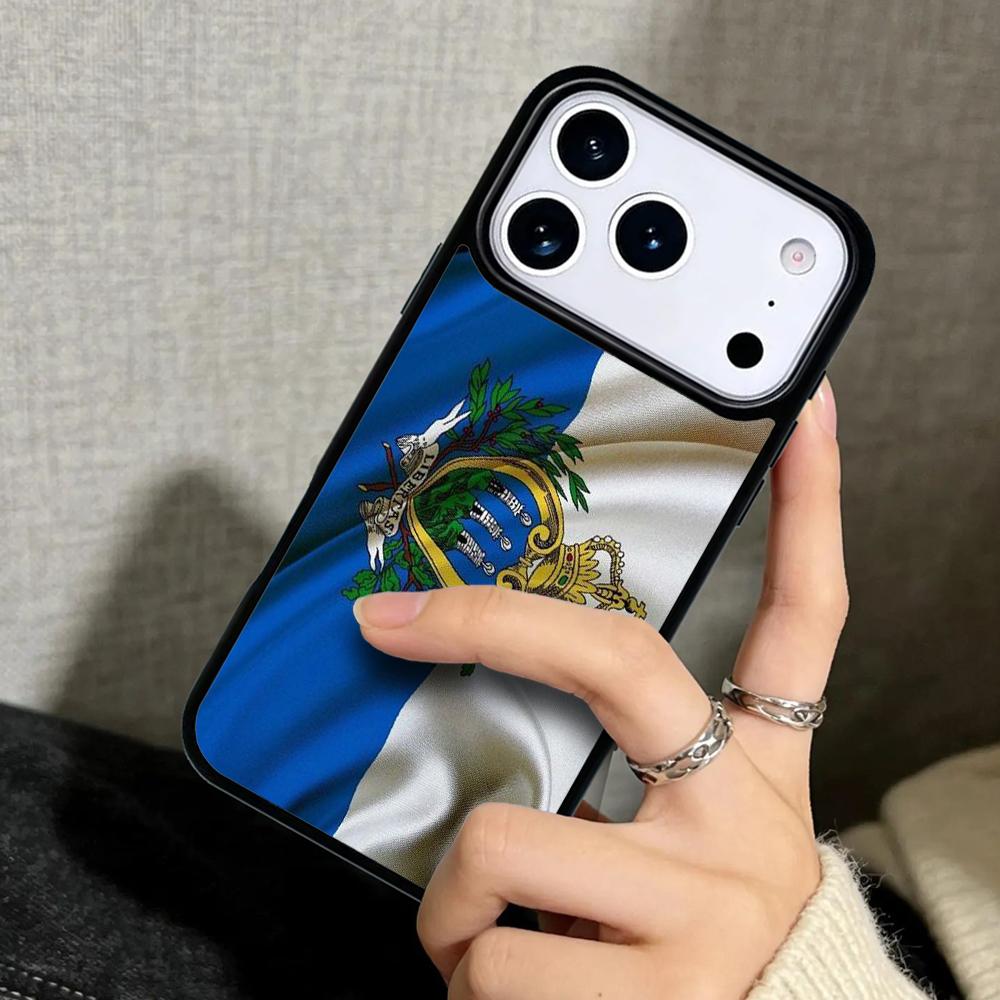 Capa Case for iPhone 17 Air 16 Pro Max 15 Plus 11 13 Mini 14 12 Back Phone Cover San Marino Flag