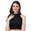 Blusa senza maniche Pujia Mills da donna con scollo all'americana, ricami Chickenkari e paillettes, Blusa per sari pronta da indossare (Diamo