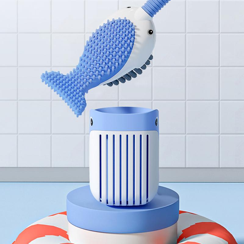 Silicone Toilet Brush Set Hanging Hole Non-Slip Toilet Scrubber Wall-Mounted Durable Toilet Cleaner With Holder Bathroom