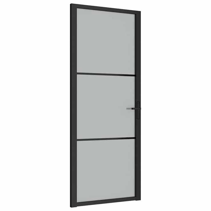 VidaXL Interior Door 83x201.5 Cm Black Frosted Glass and Aluminum 350553
