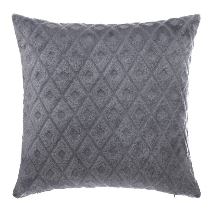 Coussin Losanges Flanelle Gris Ardoise 40x40cm - Atmosphera Createur D'interieur