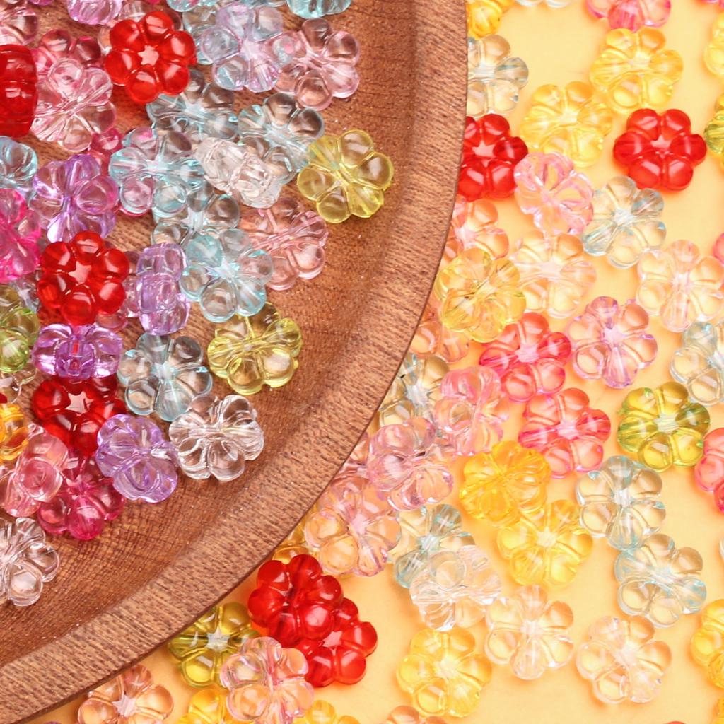 500g About 1600Pcs Blossom Bead Mix Color Fashion Jewelry Making Department 10mm Acrylic Flower Spacer In Beads Bracelet DIY Transparent