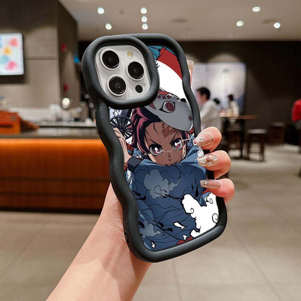 Macaron Büyük Dalga Yumuşak Telefon Kılıfı iPhone 11 12 13 14 15 Samsung A13 A14 A15 A23 A24 A25 A53 A54 A55 Xiaomi Redmi Note 13 12C Kapak A43 Demon Slayer