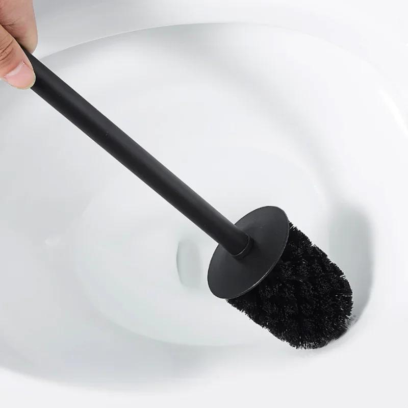 Stainless Steel Toilet Brush Holder Set Black Square Cleaning Tool Durable Vertical Toilet Brush Bathroom Cleaning Accessories