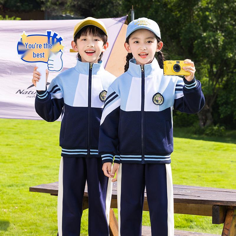 Spring & Autumn Primary School Uniform Set: Kindergarten to College Style 3-Piece Class & Sports Attire for Kids
