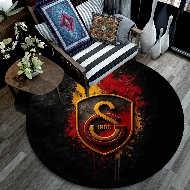 Galatasaray SK3 Round Area Rug,Carpet Rug for Living Room Bedroom Sofa Playroom Decor,Non-slip Floor Mat