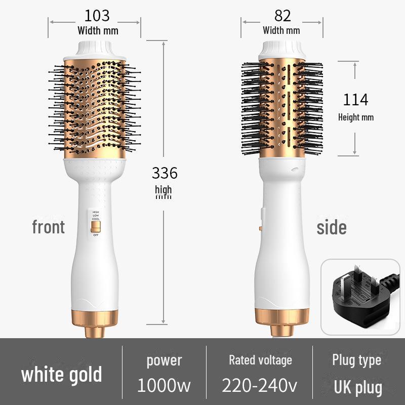 Uscător de păr și pieptene de îndreptat multifuncțional cu dublu scop Aur alb - Standard SUA