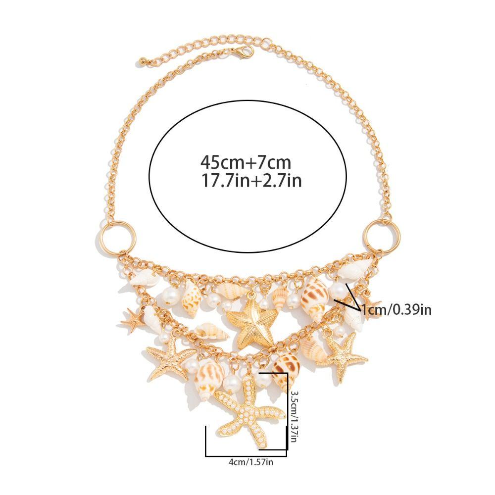 Bohemian Shell Starfish Waist Chain Imitation Pearl Bikini Body Chain Dress Accessories