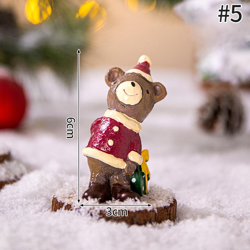 Miniature Santa Claus Elk Snowman Cute Animal Resin Micro Christmas Tree Ornaments Desktop Decoration Crafts Xmas Gifts