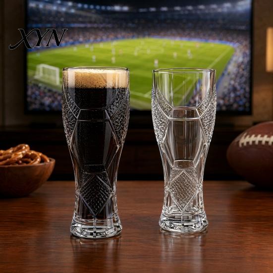 Stain Resistant Glassware Football Beer Glass, 300ml/450ml Capacity Transparent Craft Mug Smooth Inner Wall Glass for Home Bar, Soccer Tumbler Sports