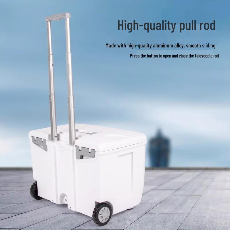 Hengguan 24L Outdoor Insulated Cooler Box with Wheels, Pull Handle, and Car-Mount for Fishing & Seafood