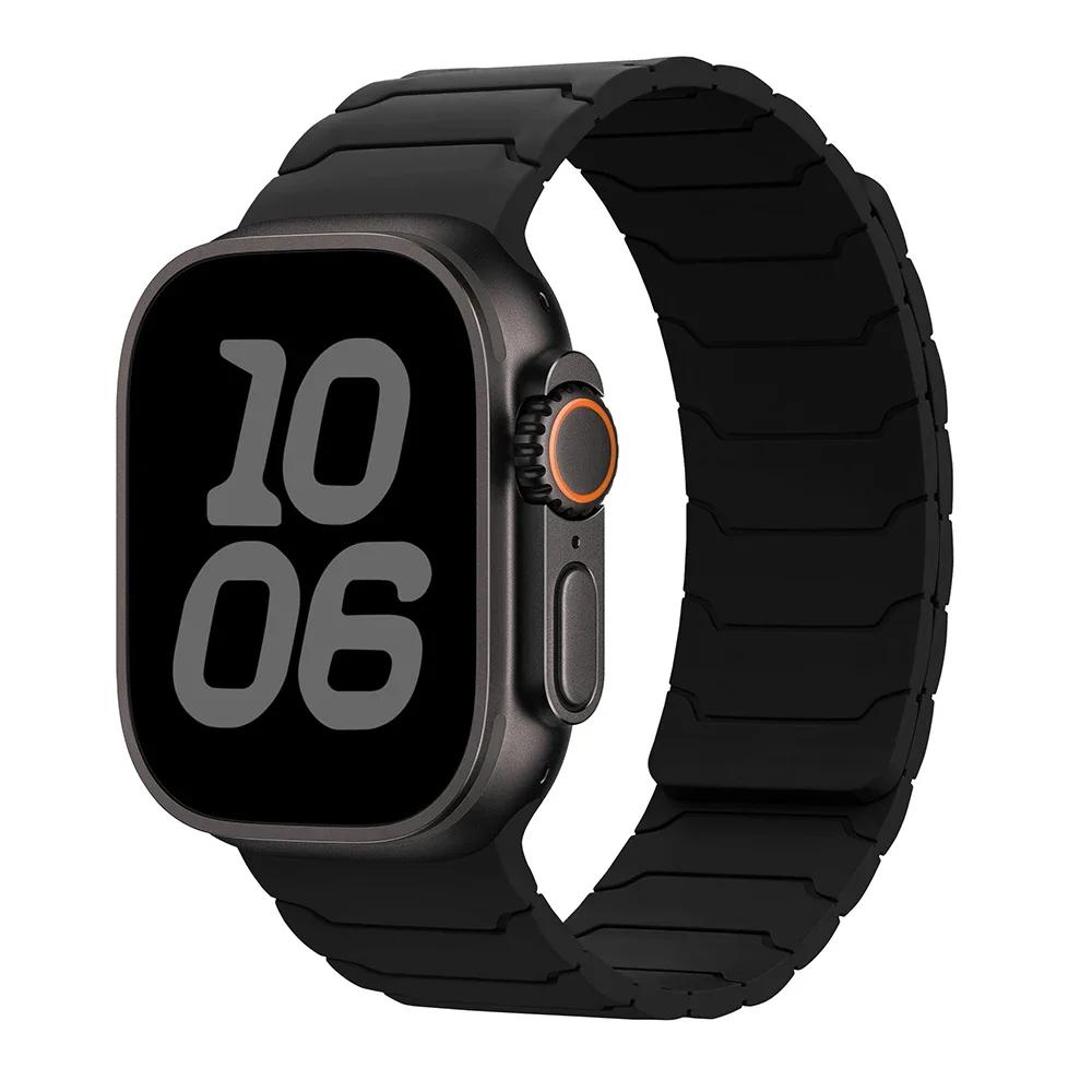 Strap For Apple Watch Ultra 2 Band 49mm 44mm 45mm 40mm 42mm 46mm 41mm 38mm Magnetic Silicone Bracelet IWatch Series 10 SE 9 8 7
