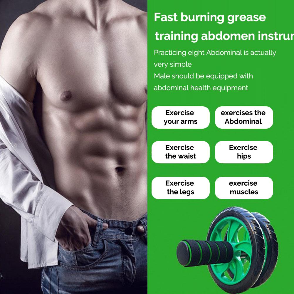 2 Wheels Abdominal Roller With Floor Mat Wear-resistant Anti-skid Home Fitness Exercise Training Equipment