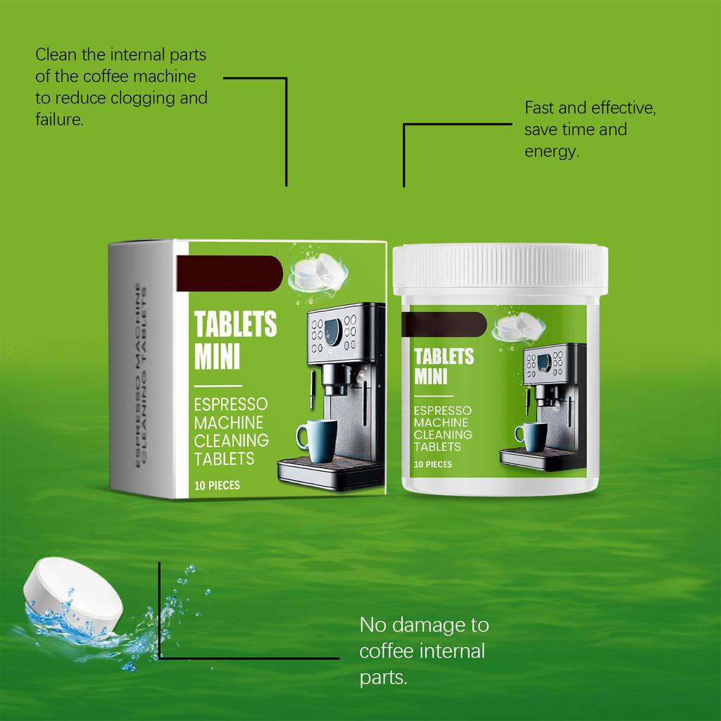 10Pcs/Bottle Automatic Coffee Maker Maintenance Cleaning Tablets Dissolves Oil Deposits Prevents Machine Blockage