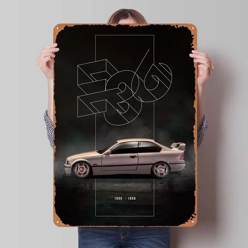 BMW Schild Oldtimer Poster Retro Metall Blechschild Plakette für Garagen Wandkunst Dekoration Kaffee Bar Vintage Heimdeko Artikel Zimmer