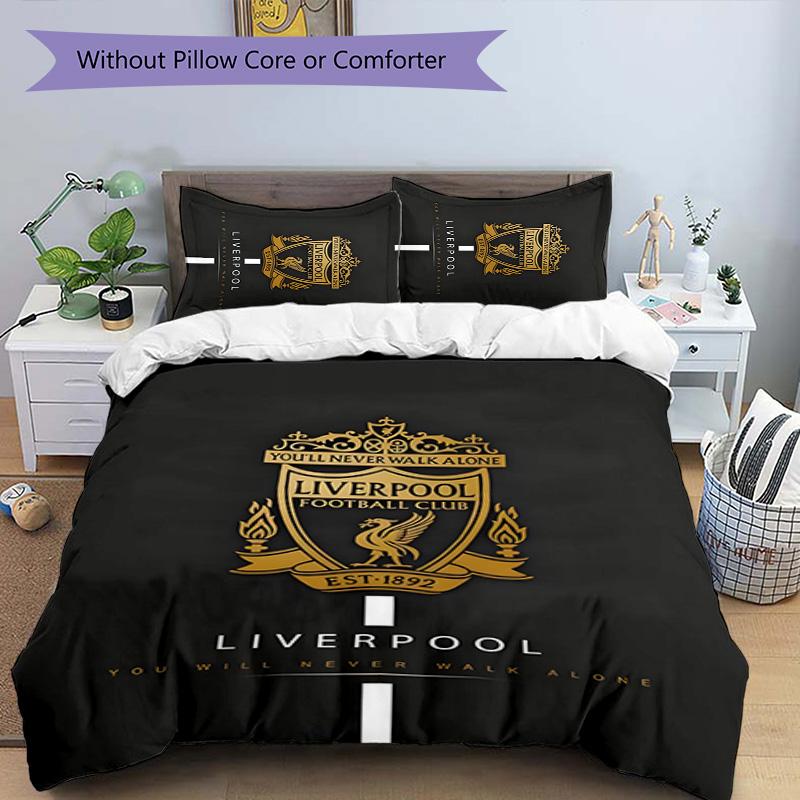 3 pièces L-Liverpool (6) Ensemble de housses de couette - Literie imprimée HD avec 1 housse et 2 taies d'oreiller - Parfait pour la décoration de la maison et des dortoirs