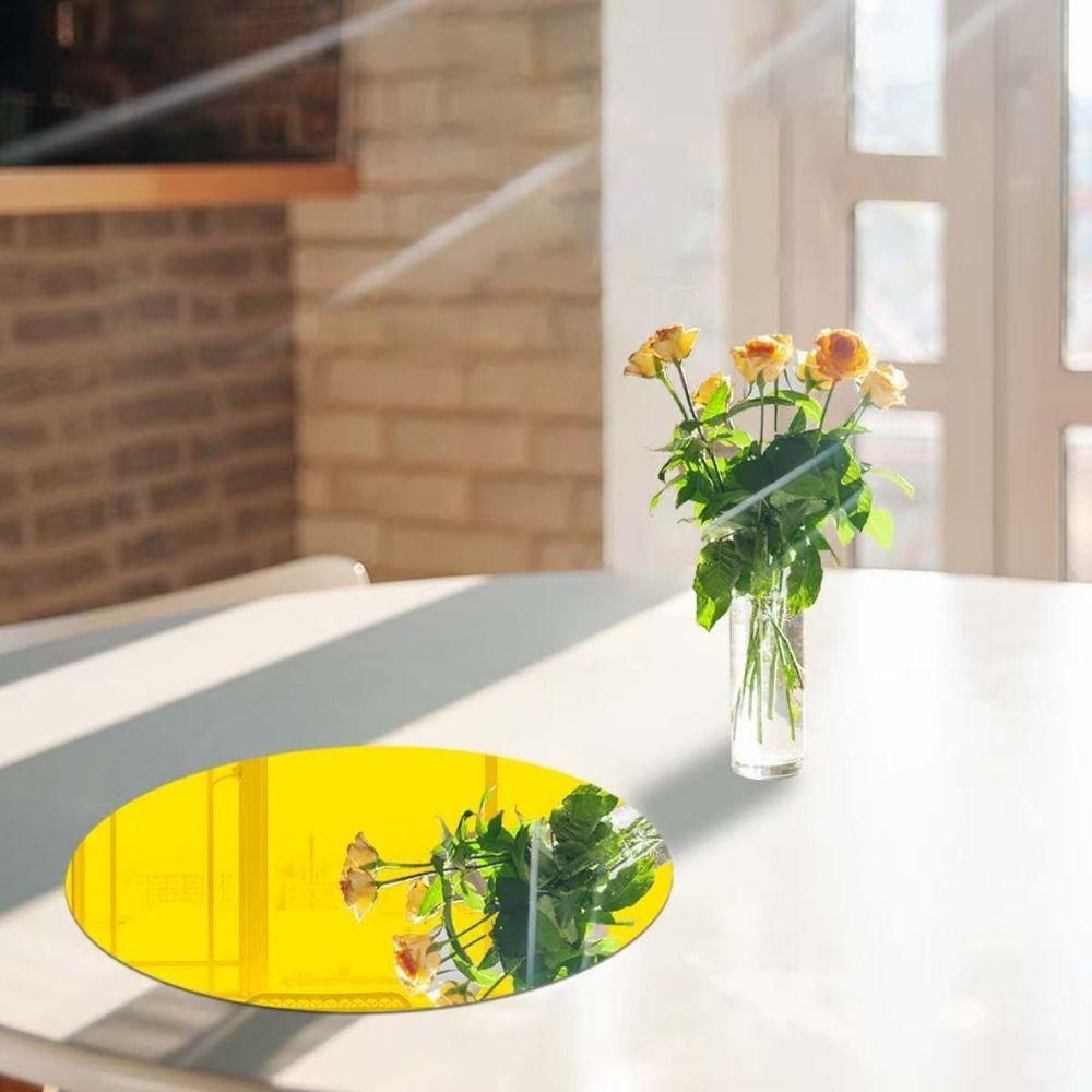 10PCS Multicolor Round Mirror Acrylic Dia.10cm/15cm Candle Tray Decorative Tray Self-Adhesive Mirror Tray Wall Decoration