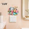 Watercolor Rabbit Wall Decals & Flowers Light Switch Sticker, Cute Bunny Peel And Stick Decal, Creative Home Interior Decor PVC Waterproof Art Decors