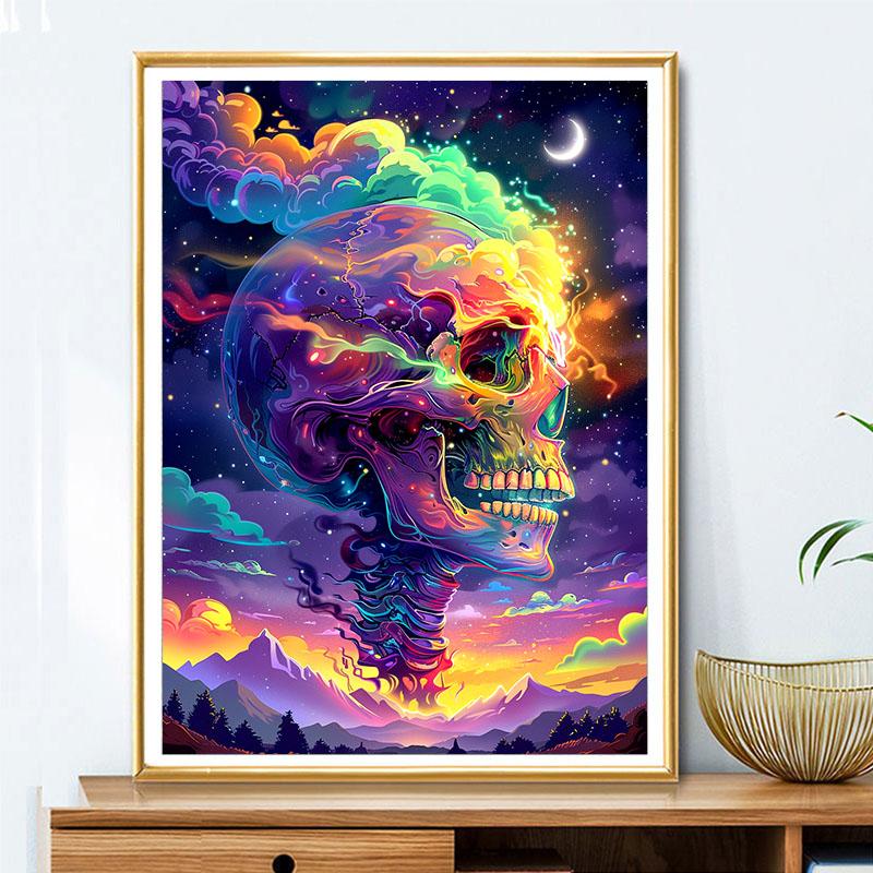 5d DIY Diamond Painting Cross Stitch Abstract Colored Skull Diamond Embroidery Mosaic Full Round Drill Home Decor Arts