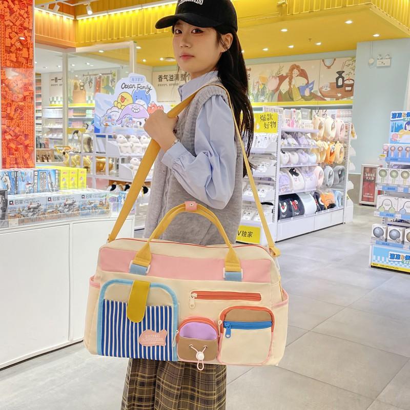 Simple Color-matching Short-distance Travel Bag Trendy Textured Large-capacity Lightweight Sports Fitness Commuting Cross-body