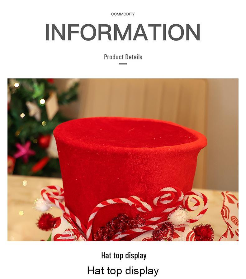 Cross-border Christmas Tree Topper: Star Hat with Bow and Retractable Spring