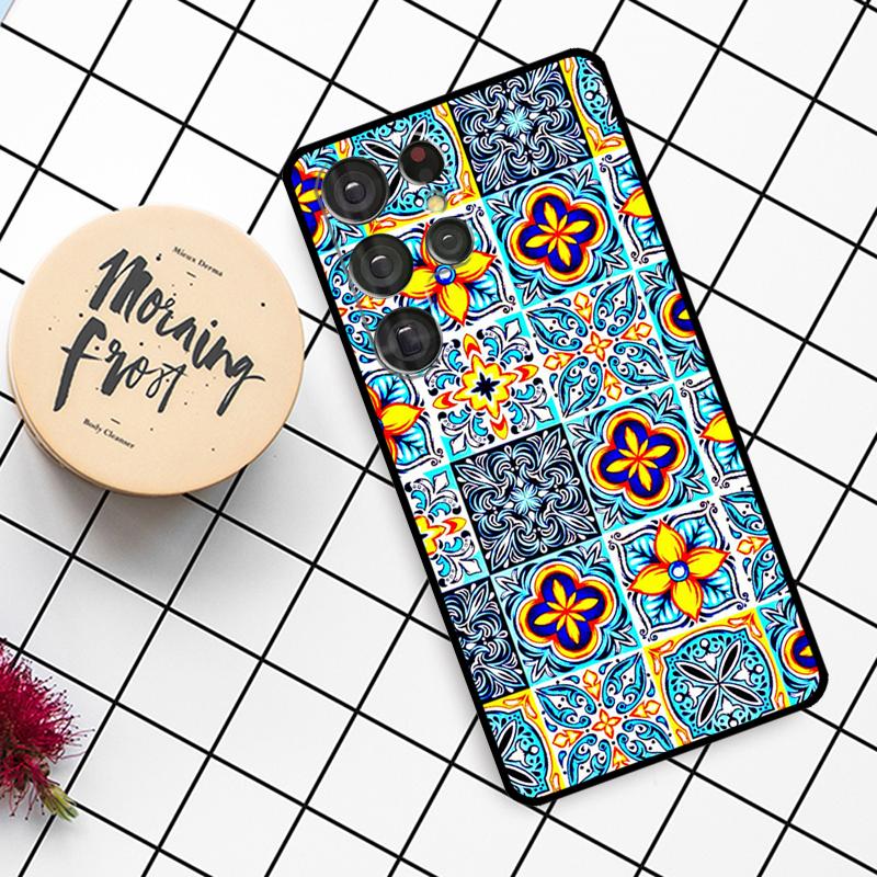 Moroccan Mosai Tile Pattern Case For Samsung Galaxy S23 S21 Ultra S22 S20 FE S8 S9 S10 Note 10 Plus Note 20 Ultra Cover