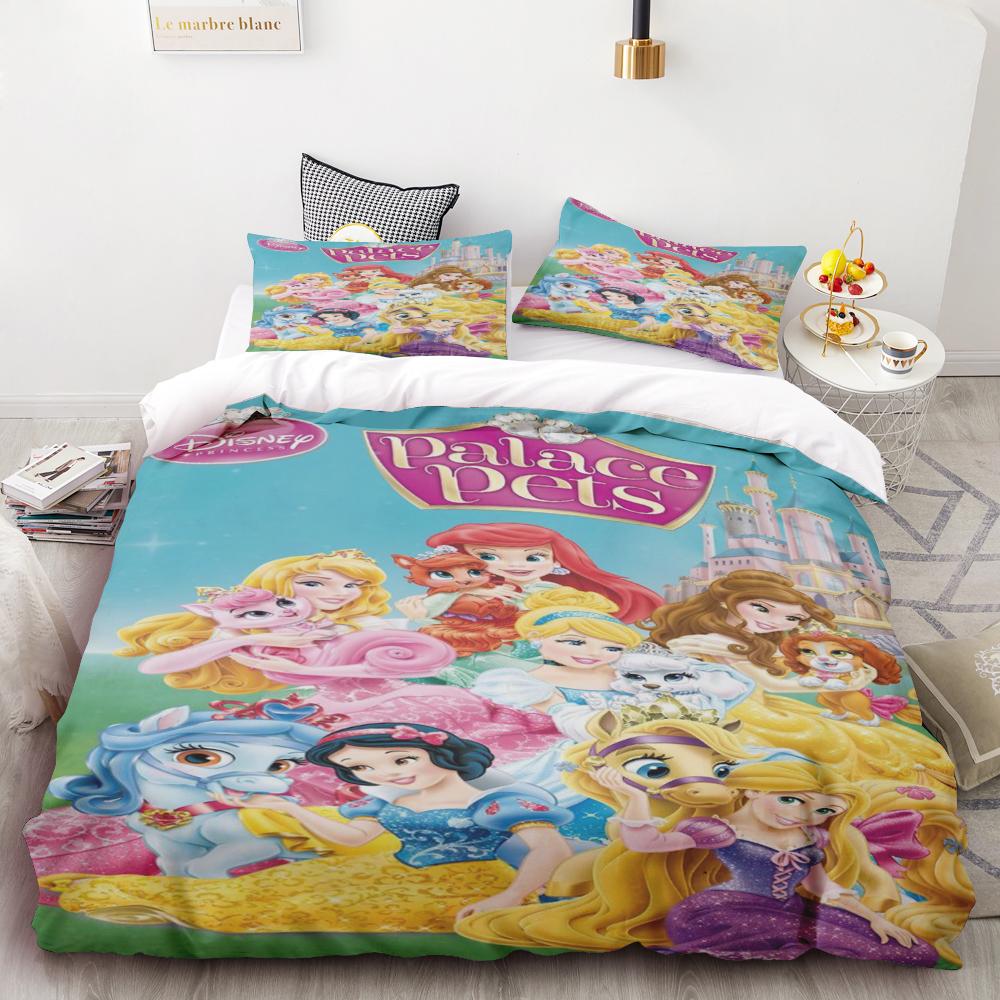 Disney Princess Series Bedroom 3-Piece Set Duvet Cover Set Bedding  Children'S Bedding Comforter Sets Queen Twin Home Anime