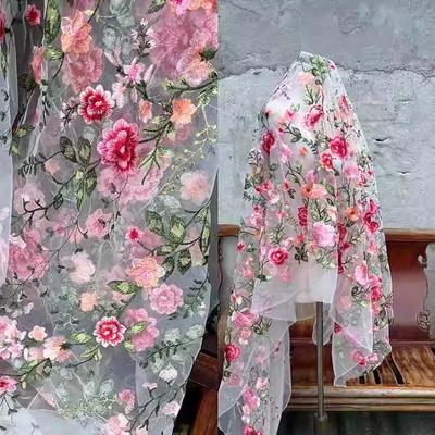 100x130cm Dress Fashion Apparel Sewing Fabric Colorful Mesh Embroidered Fabric for Diy Material Wholesale Cloth