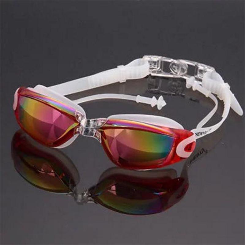 

Premium Swimming Glasses Waterproof And Anti-fog Colorful Plating Small Mirror Racing Set For Crystal Clear Vision burgundy